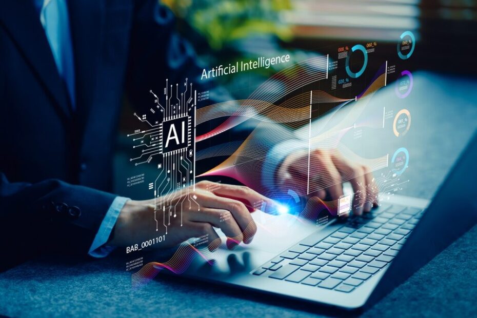 Lavoratori in ufficio con intelligenza artificiale